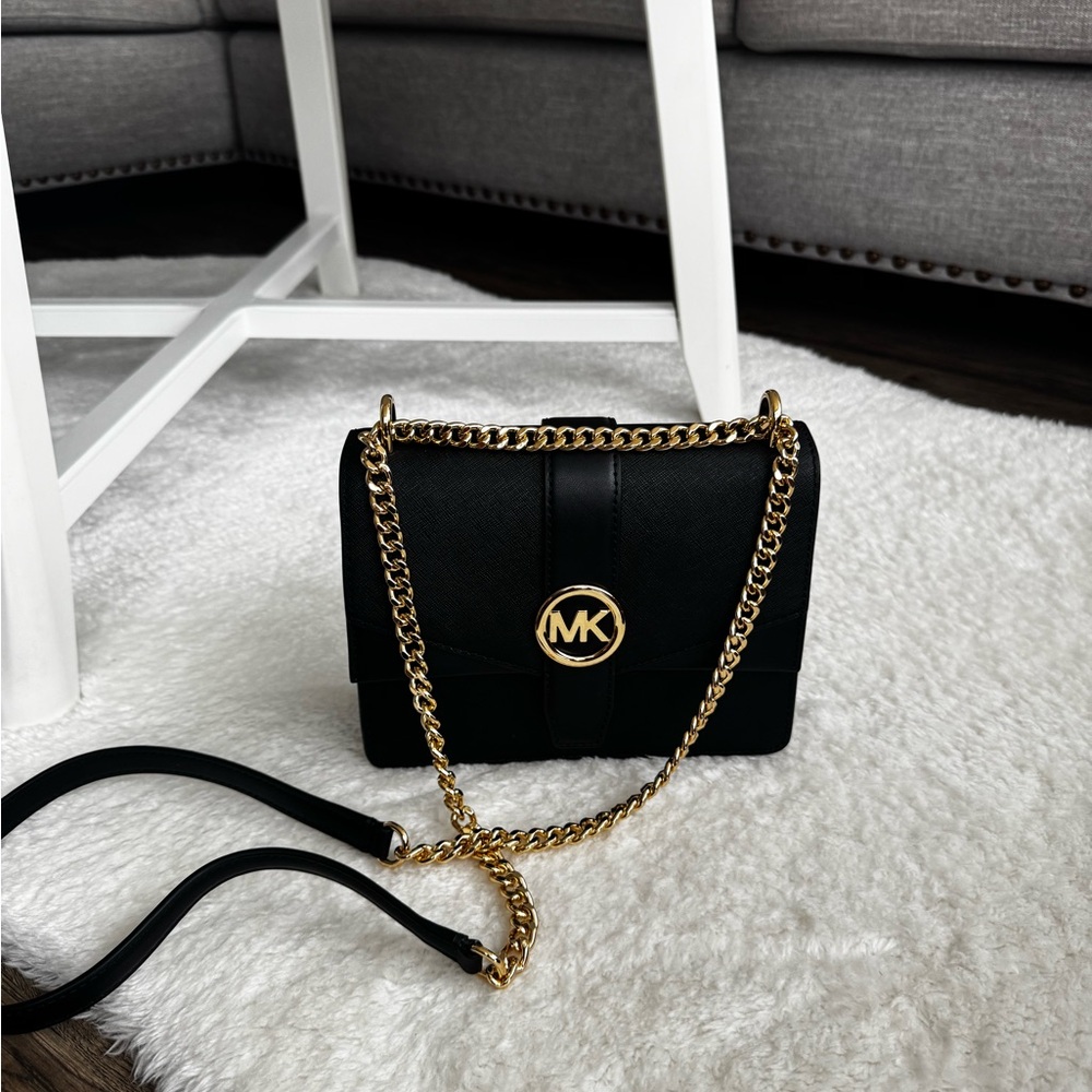 Michael Kors Black Crossbody Bag with Gold Chain - Picture 10 of 11